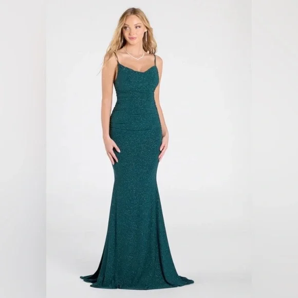 Windsor Hunter Green Bodycon Mermaid Sparkle Dress - Picture 1 of 5